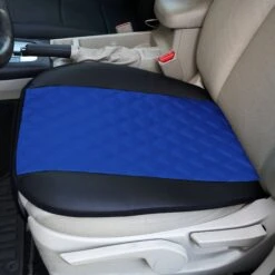 Faux Leather Seat Cushion Pad W/ Front Pocket - Front Set Blue(Faux Leather Seat Cushion Pad W Front Pocket Front Set Blue) -FH Group PU211102blue 5
