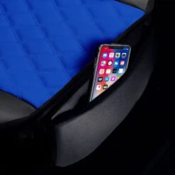 Faux Leather Seat Cushion Pad W/ Front Pocket - Front Set Blue(Faux Leather Seat Cushion Pad W Front Pocket Front Set Blue) -FH Group PU211102blue 7