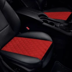 Faux Leather Seat Cushion Pad W/ Front Pocket - Front Set Red(Faux Leather Seat Cushion Pad W Front Pocket Front Set Red) -FH Group PU211102red 4