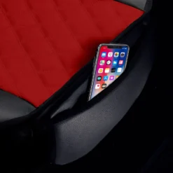 Faux Leather Seat Cushion Pad W/ Front Pocket - Front Set Red(Faux Leather Seat Cushion Pad W Front Pocket Front Set Red) -FH Group PU211102red 6