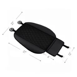 Faux Leather Seat Cushion Pad W/ Front Pocket - Front Set Black(Faux Leather Seat Cushion Pad W Front Pocket Front Set Black) -FH Group PU211 black Dimension v1 e1562856798101
