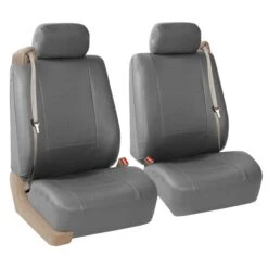 All-Purpose Built-in Seat Belt PU Leather Seat Covers - Front Set Gray(All Purpose Built In Seat Belt Pu Leather Seat Covers Front Set Gray)
