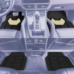 Bold Geometric Car Floor Mats - Full Set Beige(Bold Geometric Car Floor Mats Full Set Beige) -FH Group TM9002 beige 3