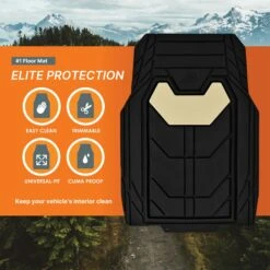 Bold Geometric Car Floor Mats - Full Set Beige(Bold Geometric Car Floor Mats Full Set Beige) -FH Group TM9002 beige 4