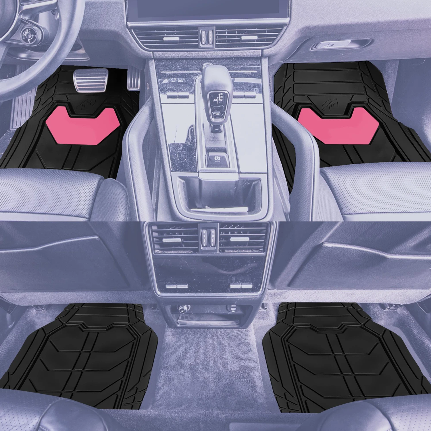 Bold Geometric Car Floor Mats - Full Set Pink(Bold Geometric Car Floor Mats Full Set Pink) 3 Bold Geometric Car Floor Mats - Full Set Pink(Bold Geometric Car Floor Mats Full Set Pink) - Image 3