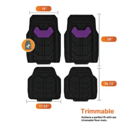 Bold Geometric Car Floor Mats - Full Set Purple(Bold Geometric Car Floor Mats Full Set Purple) -FH Group TM9002 purple 7