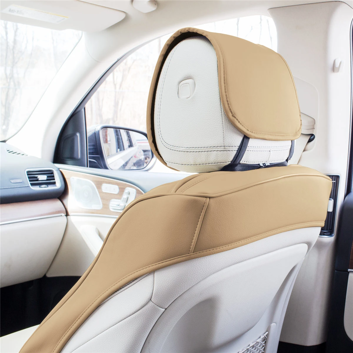 Grande70 Luxe Faux Leather Car Seat Covers With Sleek Pattern - Front Set Beige(Grande70 Luxe Faux Leather Car Seat Covers With Sleek Pattern Front Set Beige) 2 Grande70 Luxe Faux Leather Car Seat Covers With Sleek Pattern - Front Set Beige(Grande70 Luxe Faux Leather Car Seat Covers With Sleek Pattern Front Set Beige) - Image 2