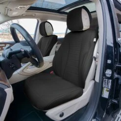 Grande70 Luxe Faux Leather Car Seat Covers With Sleek Pattern - Front Set Black(Grande70 Luxe Faux Leather Car Seat Covers With Sleek Pattern Front Set Black)