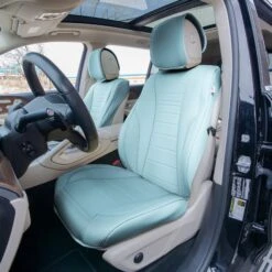 Grande70 Luxe Faux Leather Car Seat Covers With Sleek Pattern - Front Set Blue(Grande70 Luxe Faux Leather Car Seat Covers With Sleek Pattern Front Set Blue)