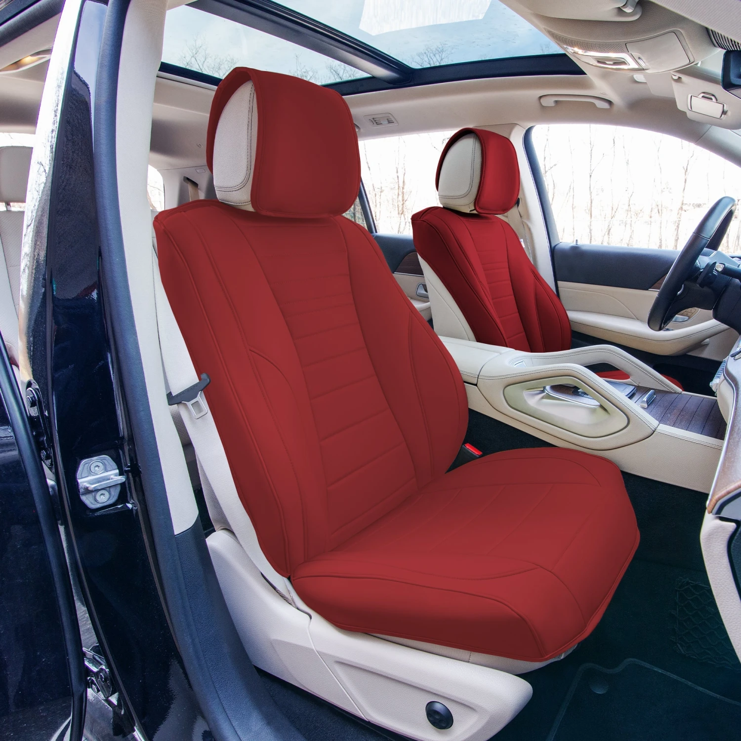 Grande70 Luxe Faux Leather Car Seat Covers With Sleek Pattern - Front Set Burgundy(Grande70 Luxe Faux Leather Car Seat Covers With Sleek Pattern Front Set Burgundy) 2 Grande70 Luxe Faux Leather Car Seat Covers With Sleek Pattern - Front Set Burgundy(Grande70 Luxe Faux Leather Car Seat Covers With Sleek Pattern Front Set Burgundy) - Image 2