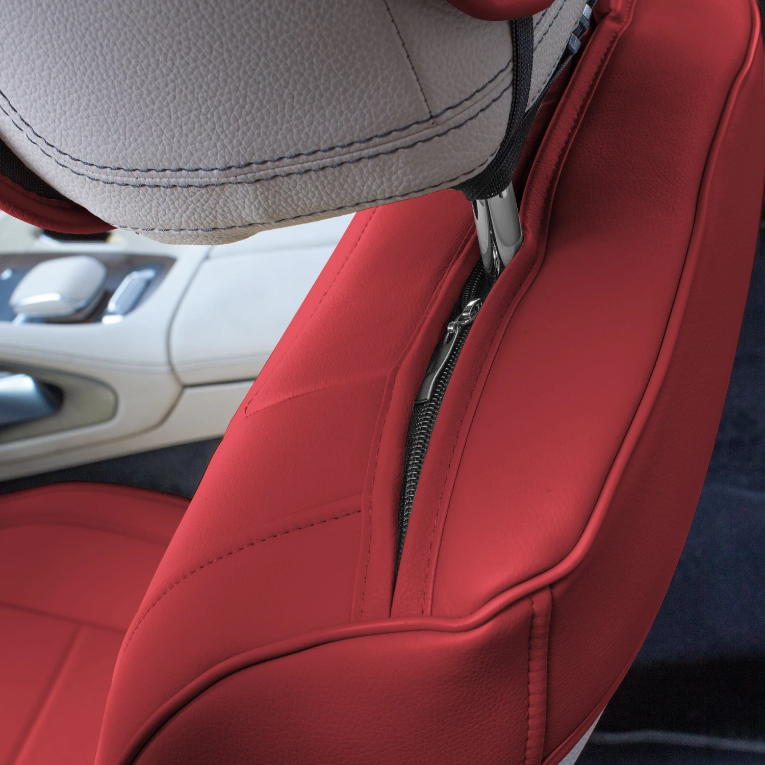 Grande70 Luxe Faux Leather Car Seat Covers With Sleek Pattern - Front Set Burgundy(Grande70 Luxe Faux Leather Car Seat Covers With Sleek Pattern Front Set Burgundy) 6 Grande70 Luxe Faux Leather Car Seat Covers With Sleek Pattern - Front Set Burgundy(Grande70 Luxe Faux Leather Car Seat Covers With Sleek Pattern Front Set Burgundy) - Image 6