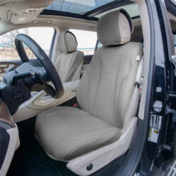 Grande70 Luxe Faux Leather Car Seat Covers With Sleek Pattern - Front Set Gray(Grande70 Luxe Faux Leather Car Seat Covers With Sleek Pattern Front Set Gray)