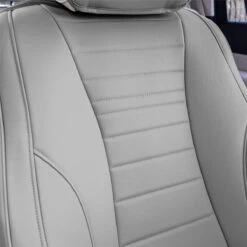 Grande70 Luxe Faux Leather Car Seat Covers With Sleek Pattern - Front Set Gray(Grande70 Luxe Faux Leather Car Seat Covers With Sleek Pattern Front Set Gray) -FH Group TP70001 gray 3