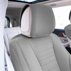 Grande70 Luxe Faux Leather Car Seat Covers With Sleek Pattern - Front Set Gray(Grande70 Luxe Faux Leather Car Seat Covers With Sleek Pattern Front Set Gray) -FH Group TP70001 gray 4