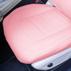Grande70 Luxe Faux Leather Car Seat Covers With Sleek Pattern - Front Set Pink(Grande70 Luxe Faux Leather Car Seat Covers With Sleek Pattern Front Set Pink) -FH Group TP70001 pink 5