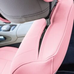 Grande70 Luxe Faux Leather Car Seat Covers With Sleek Pattern - Front Set Pink(Grande70 Luxe Faux Leather Car Seat Covers With Sleek Pattern Front Set Pink) -FH Group TP70001 pink 6