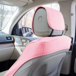 Grande70 Luxe Faux Leather Car Seat Covers With Sleek Pattern - Front Set Pink(Grande70 Luxe Faux Leather Car Seat Covers With Sleek Pattern Front Set Pink) -FH Group TP70001 pink 7