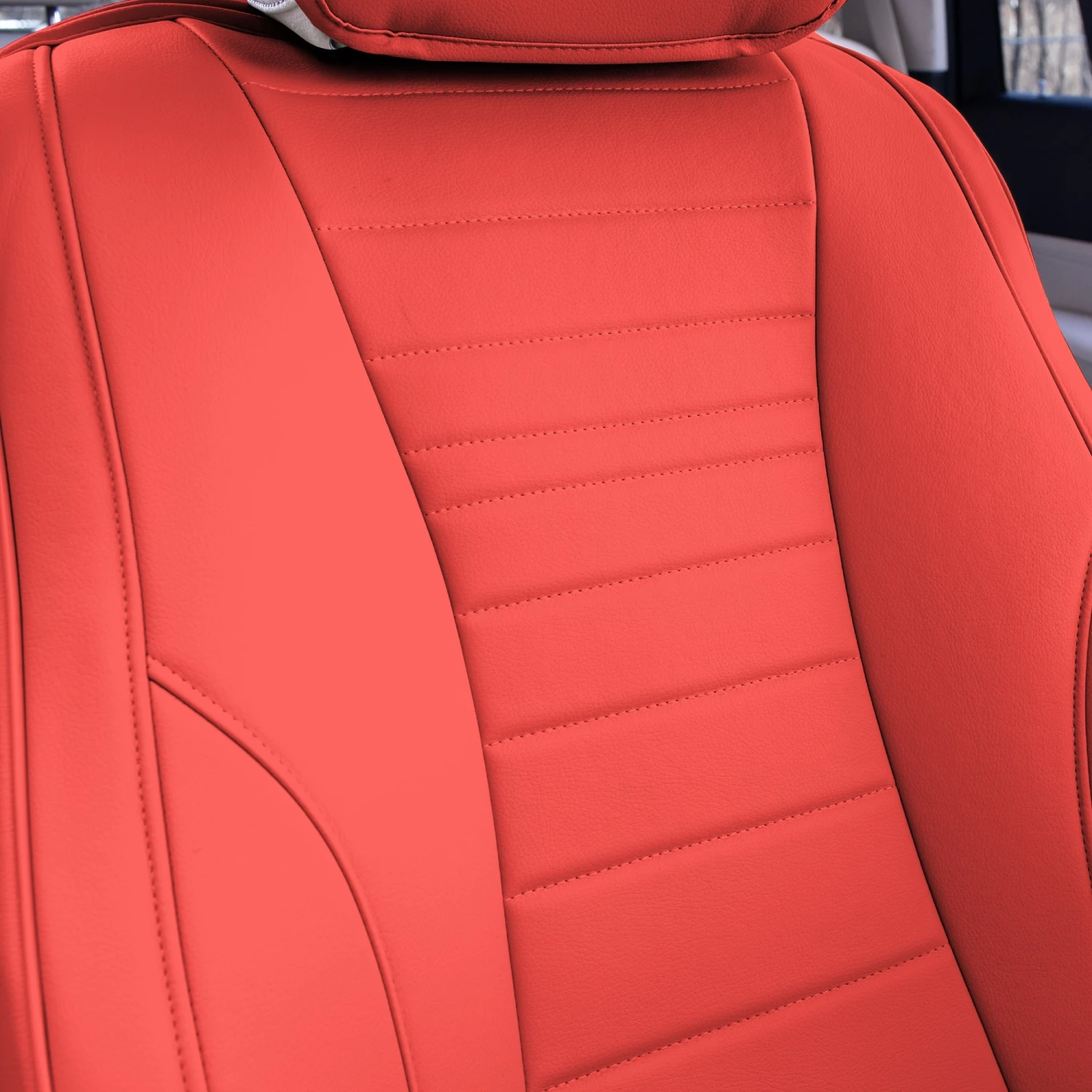 Grande70 Luxe Faux Leather Car Seat Covers With Sleek Pattern - Front Set Red(Grande70 Luxe Faux Leather Car Seat Covers With Sleek Pattern Front Set Red) 3 Grande70 Luxe Faux Leather Car Seat Covers With Sleek Pattern - Front Set Red(Grande70 Luxe Faux Leather Car Seat Covers With Sleek Pattern Front Set Red) - Image 3