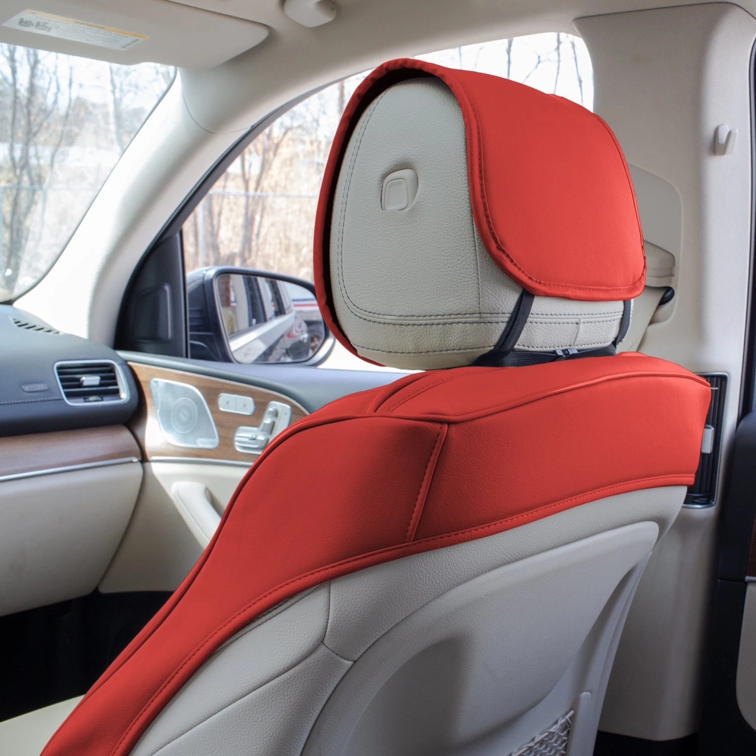 Grande70 Luxe Faux Leather Car Seat Covers With Sleek Pattern - Front Set Red(Grande70 Luxe Faux Leather Car Seat Covers With Sleek Pattern Front Set Red) 7 Grande70 Luxe Faux Leather Car Seat Covers With Sleek Pattern - Front Set Red(Grande70 Luxe Faux Leather Car Seat Covers With Sleek Pattern Front Set Red) - Image 7