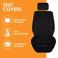 Ultra Modern Quilted Leatherette Seat Covers Full Set - Black(Ultra Modern Quilted Leatherette Seat Covers Full Set Black) -FH Group TP70008 black 4