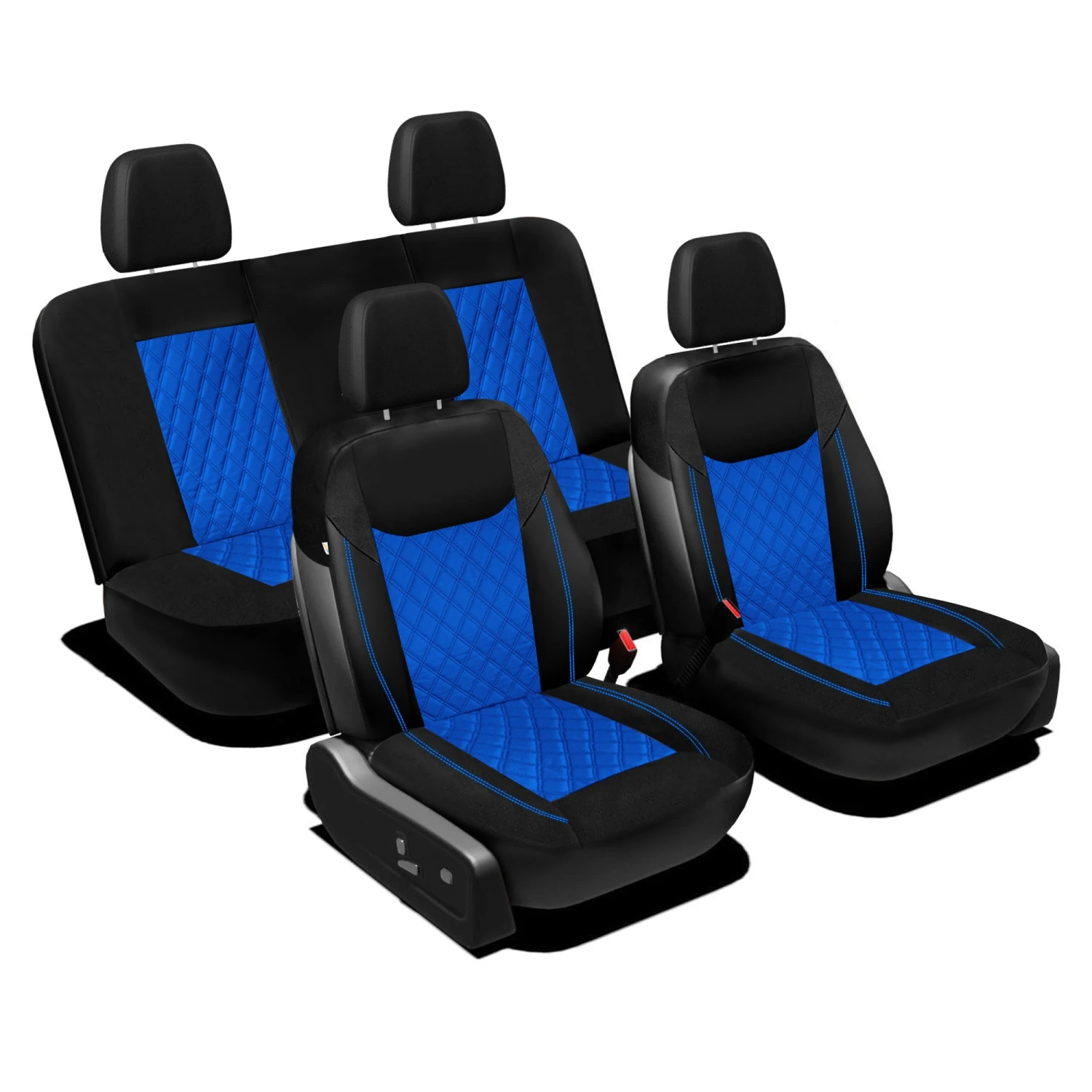 Ultra Modern Quilted Leatherette Seat Covers Full Set - Blue(Ultra Modern Quilted Leatherette Seat Covers Full Set Blue) 1 Ultra Modern Quilted Leatherette Seat Covers Full Set - Blue(Ultra Modern Quilted Leatherette Seat Covers Full Set Blue)