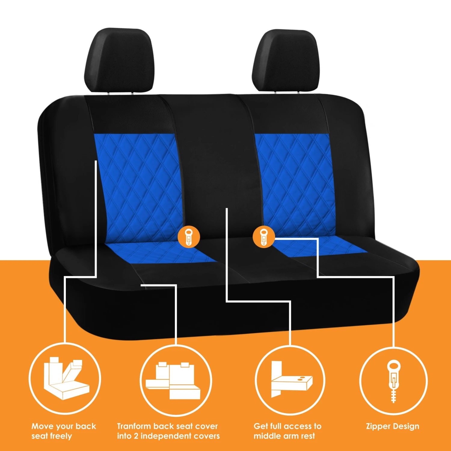 Ultra Modern Quilted Leatherette Seat Covers Full Set - Blue(Ultra Modern Quilted Leatherette Seat Covers Full Set Blue) 5 Ultra Modern Quilted Leatherette Seat Covers Full Set - Blue(Ultra Modern Quilted Leatherette Seat Covers Full Set Blue) - Image 5