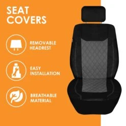 Ultra Modern Quilted Leatherette Seat Covers Full Set - Gray(Ultra Modern Quilted Leatherette Seat Covers Full Set Gray) -FH Group TP70008 gray 4