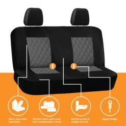 Ultra Modern Quilted Leatherette Seat Covers Full Set - Gray(Ultra Modern Quilted Leatherette Seat Covers Full Set Gray) -FH Group TP70008 gray 5