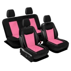 Ultra Modern Quilted Leatherette Seat Covers Full Set - Pink(Ultra Modern Quilted Leatherette Seat Covers Full Set Pink)