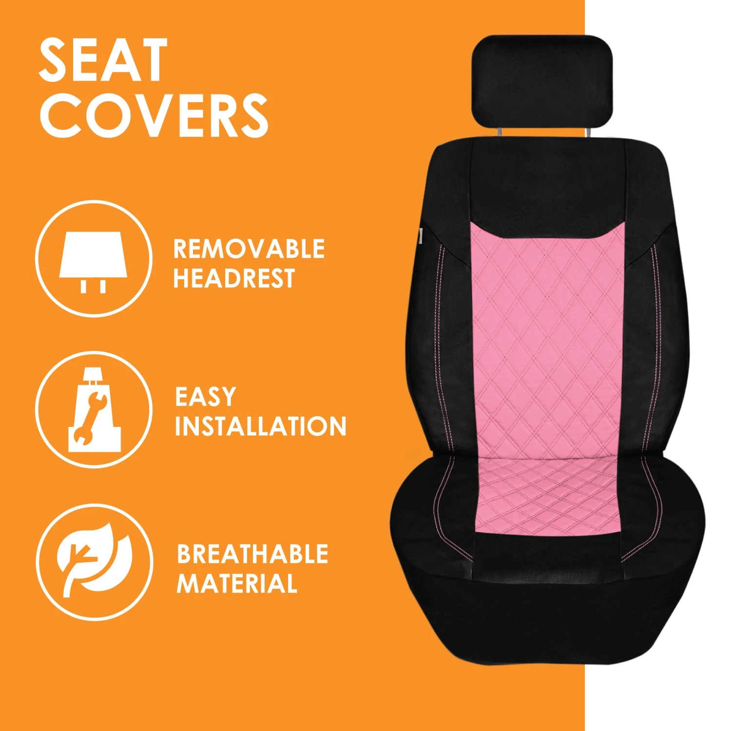 Ultra Modern Quilted Leatherette Seat Covers Full Set - Pink(Ultra Modern Quilted Leatherette Seat Covers Full Set Pink) 4 Ultra Modern Quilted Leatherette Seat Covers Full Set - Pink(Ultra Modern Quilted Leatherette Seat Covers Full Set Pink) - Image 4
