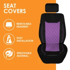 Ultra Modern Quilted Leatherette Seat Covers Full Set - Purple(Ultra Modern Quilted Leatherette Seat Covers Full Set Purple) -FH Group TP70008 purple 4 c965e0a9 b35e 4295 9ece 6a6d1b8dfb1f