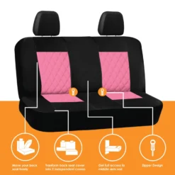 Ultra Modern Quilted Leatherette Seat Covers Full Set - Pink(Ultra Modern Quilted Leatherette Seat Covers Full Set Pink) 10 Ultra Modern Quilted Leatherette Seat Covers Full Set - Pink(Ultra Modern Quilted Leatherette Seat Covers Full Set Pink) -FH Group TP70008 purple 5
