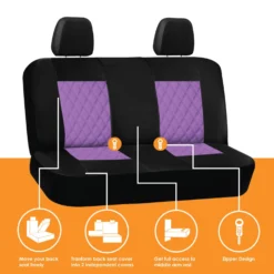 Ultra Modern Quilted Leatherette Seat Covers Full Set - Purple(Ultra Modern Quilted Leatherette Seat Covers Full Set Purple) -FH Group TP70008 purple 5 de3df8a5 abed 4a4a 8c13 a0a035f0a053