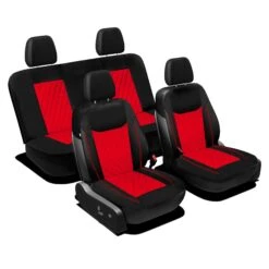 Ultra Modern Quilted Leatherette Seat Covers Full Set - Red(Ultra Modern Quilted Leatherette Seat Covers Full Set Red)