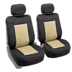 Neosupreme Deluxe Quality Car Seat Cushions - Front Set Beige / Black(Neosupreme Deluxe Quality Car Seat Cushions Front Set Beige Black)