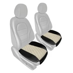 Faux Leather Seat Cushion Pad W/ Front Pocket - Front Set Beige(Faux Leather Seat Cushion Pad W Front Pocket Front Set Beige)