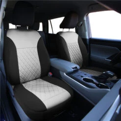 Ultraflex Neoprene Diamond Patterned Seat Covers - Front Set Gray(Neoprene Ultraflex Diamond Patterned Seat Covers Front Set Gray) -FH Group car seat cover fb092 gray 2