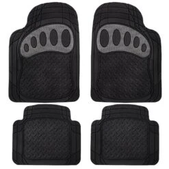 4 Piece Liners Trimmable ClimaProof Non-Slip Vinyl Floor Mats - Full Set Gray(Trimmable Climaproof Non Slip Rubber Floor Mats With Footprint Design Full Set Gray)