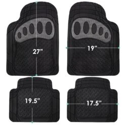 4 Piece Liners Trimmable ClimaProof Non-Slip Vinyl Floor Mats - Full Set Gray(Trimmable Climaproof Non Slip Rubber Floor Mats With Footprint Design Full Set Gray) -FH Group f11310 carbon gray 5