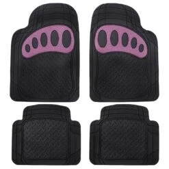 4 Piece Liners Trimmable ClimaProof Non-Slip Vinyl Floor Mats - Full Set Pink(Trimmable Climaproof Non Slip Rubber Floor Mats With Footprint Design Full Set Pink)