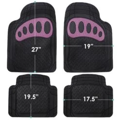 4 Piece Liners Trimmable ClimaProof Non-Slip Vinyl Floor Mats - Full Set Pink(Trimmable Climaproof Non Slip Rubber Floor Mats With Footprint Design Full Set Pink) -FH Group f11310 checkered pink 5