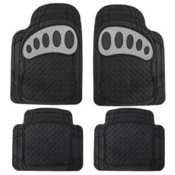 4 Piece Liners Trimmable ClimaProof Non-Slip Vinyl Floor Mats - Full Set White(Trimmable Climaproof Non Slip Rubber Floor Mats With Footprint Design Full Set White)