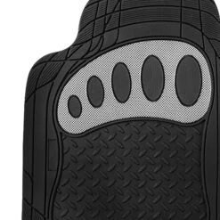 4 Piece Liners Trimmable ClimaProof Non-Slip Vinyl Floor Mats - Full Set White(Trimmable Climaproof Non Slip Rubber Floor Mats With Footprint Design Full Set White) -FH Group f11310 checkered white 4 v2