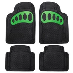 4 Piece Liners Trimmable ClimaProof Non-Slip Vinyl Floor Mats - Full Set Green(Trimmable Climaproof Non Slip Rubber Floor Mats With Footprint Design Full Set Green)