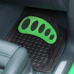 4 Piece Liners Trimmable ClimaProof Non-Slip Vinyl Floor Mats - Full Set Green(Trimmable Climaproof Non Slip Rubber Floor Mats With Footprint Design Full Set Green) -FH Group f11310 green 3 v2