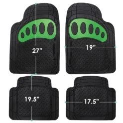 4 Piece Liners Trimmable ClimaProof Non-Slip Vinyl Floor Mats - Full Set Green(Trimmable Climaproof Non Slip Rubber Floor Mats With Footprint Design Full Set Green) -FH Group f11310 green 5