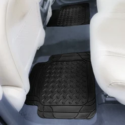 4 Piece Liners Trimmable ClimaProof Non-Slip Vinyl Floor Mats - Full Set Black(Trimmable Climaproof Non Slip Rubber Floor Mats With Footprint Design Full Set Black) -FH Group f11310 rear