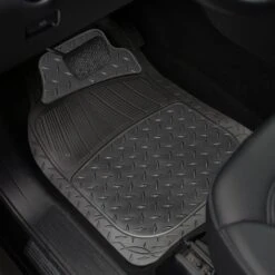 Trimmable ClimaProof High Quality Metallic Non-Slip Rubber Floor Mats - Full Set Black(Trimmable Climaproof High Quality Metallic Non Slip Rubber Floor Mats Full Set Black) -FH Group f11315 black interior e1567543946176