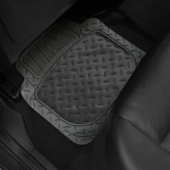 Trimmable ClimaProof High Quality Metallic Non-Slip Rubber Floor Mats - Full Set Black(Trimmable Climaproof High Quality Metallic Non Slip Rubber Floor Mats Full Set Black) -FH Group f11315 black rear interior e1567543978418