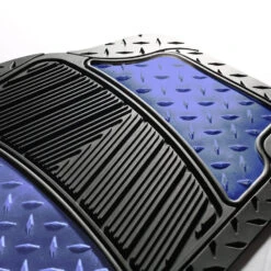 Trimmable ClimaProof High Quality Metallic Non-Slip Rubber Floor Mats - Full Set Blue(Trimmable Climaproof High Quality Metallic Non Slip Rubber Floor Mats Full Set Blue) -FH Group f11315 blue closeup e1567543779685